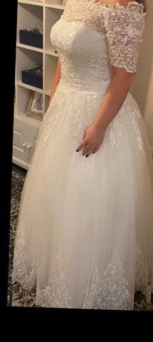 Beautiful Floor Length Ivory Wedding Dress With Corset Back.....uk 12 - Picture 7 of 8