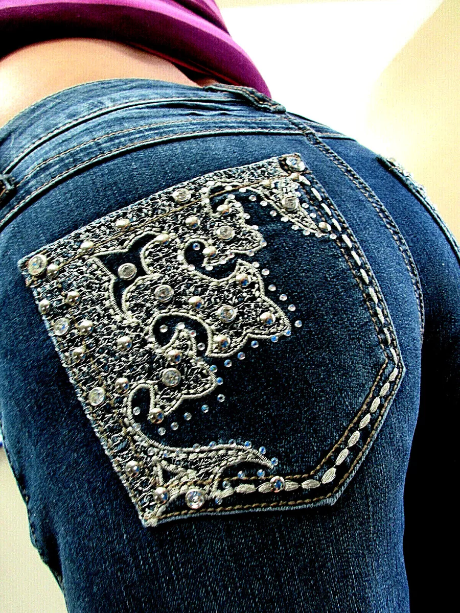 WOMAN'S EARL JEANS EMBELLISHED BLING STRAIGHT LEG SIZE'S 8~16 NEW