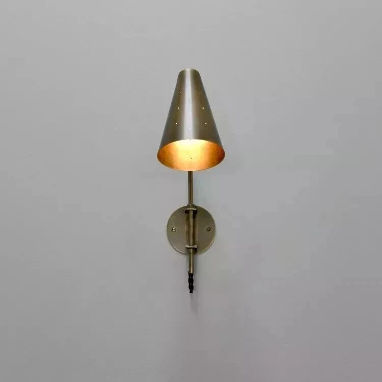 Rustic Sconce Raw Brass one Light shade Handmade Vintage Wall Mid Century Modern - Image 3 of 4