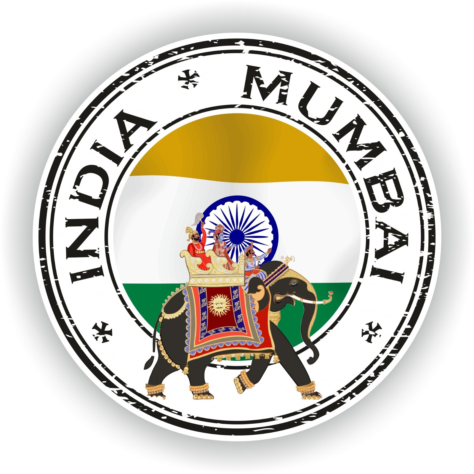 India Mumbai Asia Round Flag Sticker / High Resolution Vinyl Waterproof ...