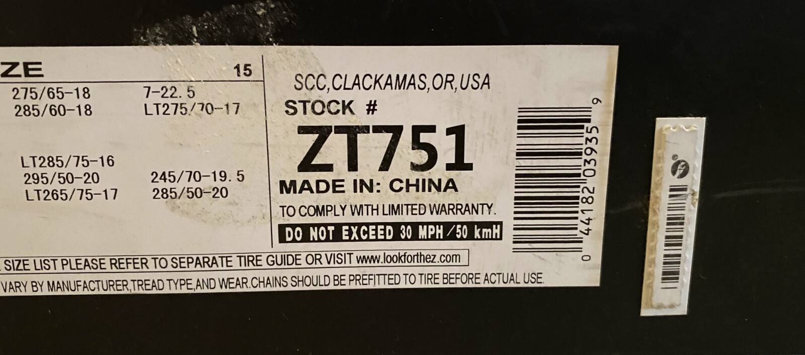 SCC Super Z Tire Chains ZT751 eBay