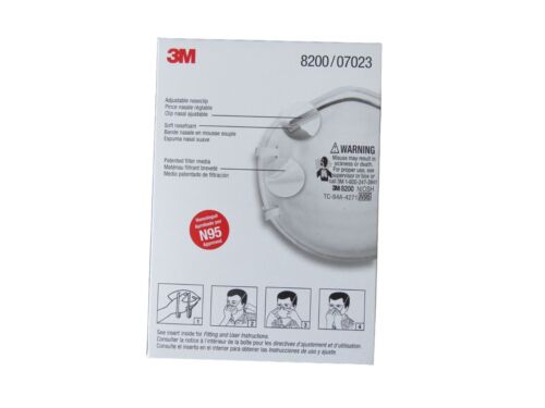 8 BOXES 3M 8200 N95 Particulate Respirator Protective Sanding Grinding Masks NEW - Picture 3 of 7