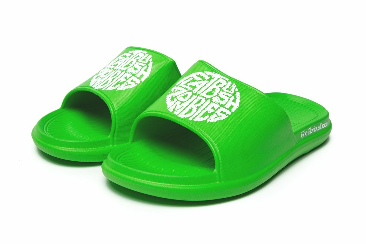 Flatbush Zombies FBZ CHANKLAS Whole Earth Green Slides Sandals M