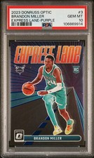 Brandon Miller OPTIC Express Lane HOLO PURPLE ROOKIE Donruss 2023 #3 PSA 10