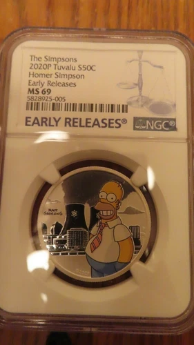 2020 Tuvalu The Simpsons Homer Simpson 1/2 oz NGC MS 69 Silver Coin .999 Perth