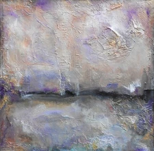 ORIGINAL ABSTRACT LANDSCAPE PURPLE ART MODERN Silver Gold Lavender Taupe Beige 