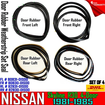 FOR NISSAN SKYLINE R30 4DOOR SEDAN 1981-1985 DOOR RUBBER Weatherstrip Seal Set