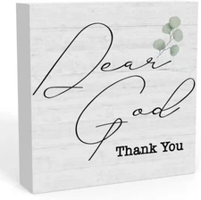 Rustic Dear God Thank You Sign, Christian Religious Gifts Home Office 
