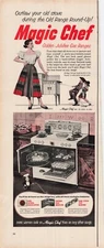 1952 VTG Print Ad Mom kiddie cowboys Magic Chef gas range oven vintage art