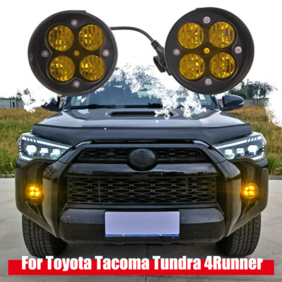 For Toyota Tacoma Tundra 4Runner Amber Lens LED Wide Angle Fog Light Kit Lamp