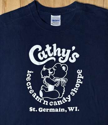 Cathy s Ice Cream & Candy Bear Shop St. Germain Wisconsin Navy Blue Tee; Medium
