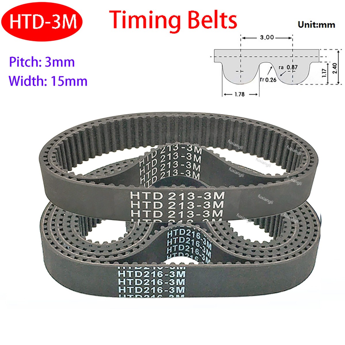 D&D DURA-Flex 345-3M-09 High Performance 3M Synchronous Timing Belt - Neoprene With Fiberglass Cords