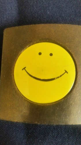 Vintage Smiley Gesicht Emoji Messing Gürtelschnalle - Bild 5 von 5