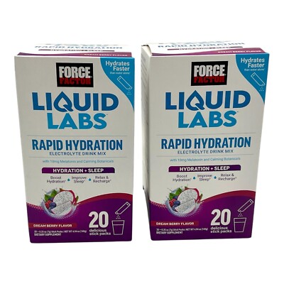 Force Factor Liquid Labs Hydration + Sleep Electrolyte Drink Mix (Lot of 2)