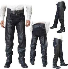 2Fit™ Genuine Leather Braided Motorcycle Chaps - Unisex Biker Gear Men and Women