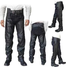 2Fit™ Genuine Leather Braided Motorcycle Chaps - Unisex Biker Gear Men and Women