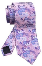 Men's Floral Ties Textured Cravat Luxury Formal Groomsmen One Size Pink Blue