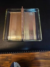 Vintage 7.5 inch 1970's Glass and Gold tone Ashtray 