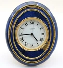 Deep Blue Cartier Oval Alarm Clock (Model 7511) Good Condition Run & Keep Time