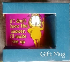 "If I Don't Know The Answer" (1) Garfield Leanin' Tree Mug, Brand New In The Box