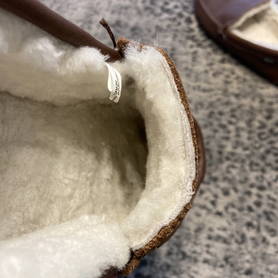 Zapatillas forradas de piel de oveja marrón oscuro Orvis para hombre ~ 9 *Leer la descripción* Foto 4 de 4