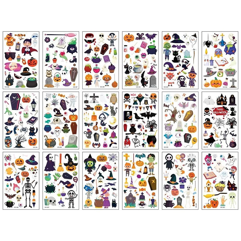 Halloween Temporary Tattoos for Kids 360 Pieces Bulk Halloween Trick