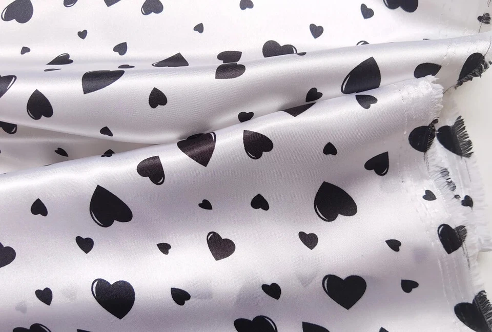 58"" de ancho por yarda Love Heart tela satinada bufanda vestido hágalo usted mismo material artesanal Charmeuse Foto 3 de 4