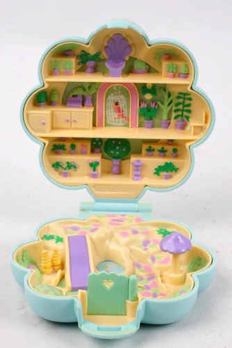 Vintage 1990 Bluebird Toys Polly Pocket Light Aqua Midges Flower Shop Compact