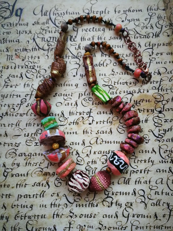 Joyería de Lujo Collar con Cuentas Grueso Declaración Joyería Neo Brutalista Boho Babero Foto 2 de 4