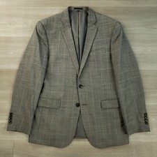 Jos A Bank Sport Coat Suit Jacket Men 41R Gray Windowpane Two Button Single Vent