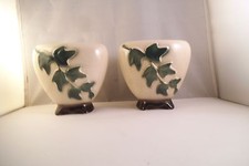 Vintage Pair of Art Pottery Ivy Grape Vine Vases Planters