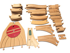 38 Pcs Wooden Train Track - Compatible w/Imaginarium BRIO Thomas  More