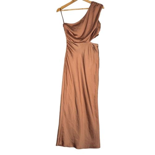 SACHIN & BABI Bridesmaid Gown Ambra Anthropologie Cutout Copper Satin Dress Sz 2 - Picture 3 of 9