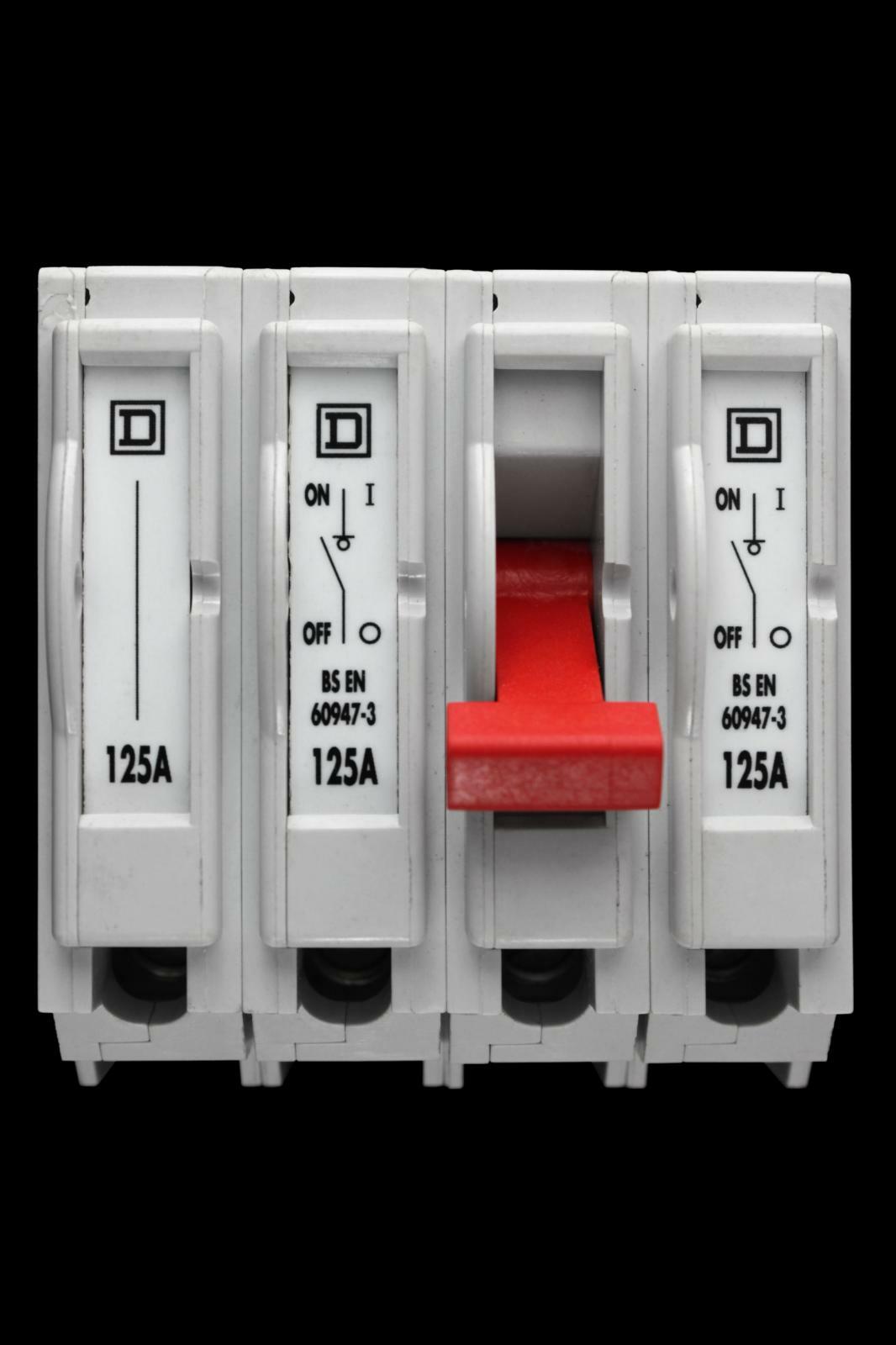 SQUARE D 125 AMP FOUR POLE MAIN SWITCH DISCONNECTOR QO4100MN