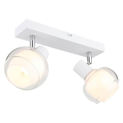 GLOBO TOKKI Strahler 2-flammig Deckenleuchte Weiß Transparent Glas Metall