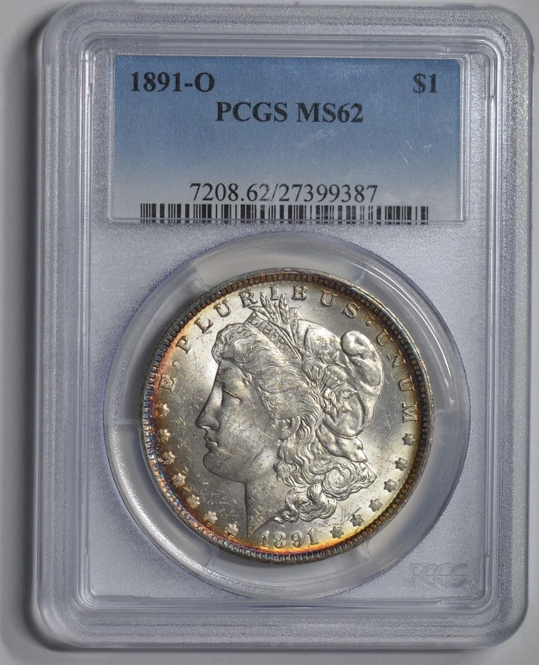 1891 O Morgan Dollar Silver Dollar PCGS MS62, Amazing Rim Toning, Colorful C7117 - Image 2 of 4