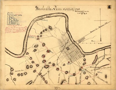 18'' x 24'' 1863 Map of Nashville Tennessee & Vicinity