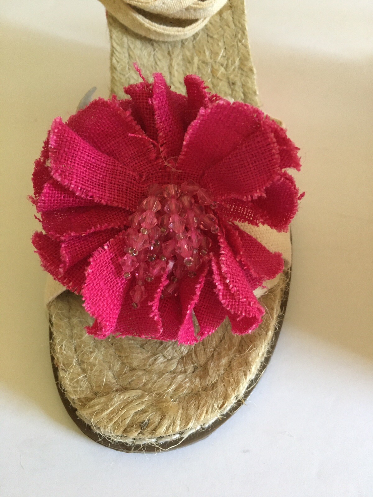 womens sandals size 7 wedge espadrilles Newport News Beige/pinkwith