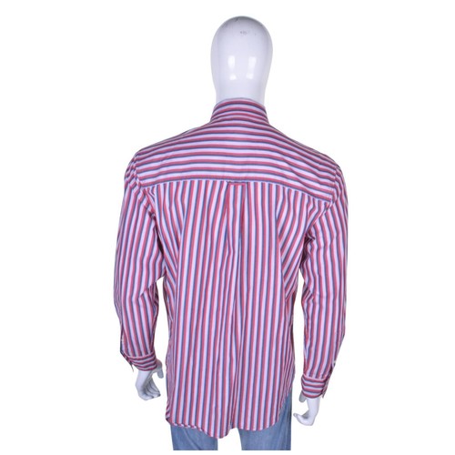 Camisa Oxford De Botón Vtg RALPH LAUREN CHAPS M 15.5 Rayas Rojas Pliegue Preppy - Imagen 8 de 9