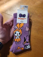 Hello Kitty My Melody Kuromi 1 Pair Shoe Size 5-10 Crew Socks Halloween