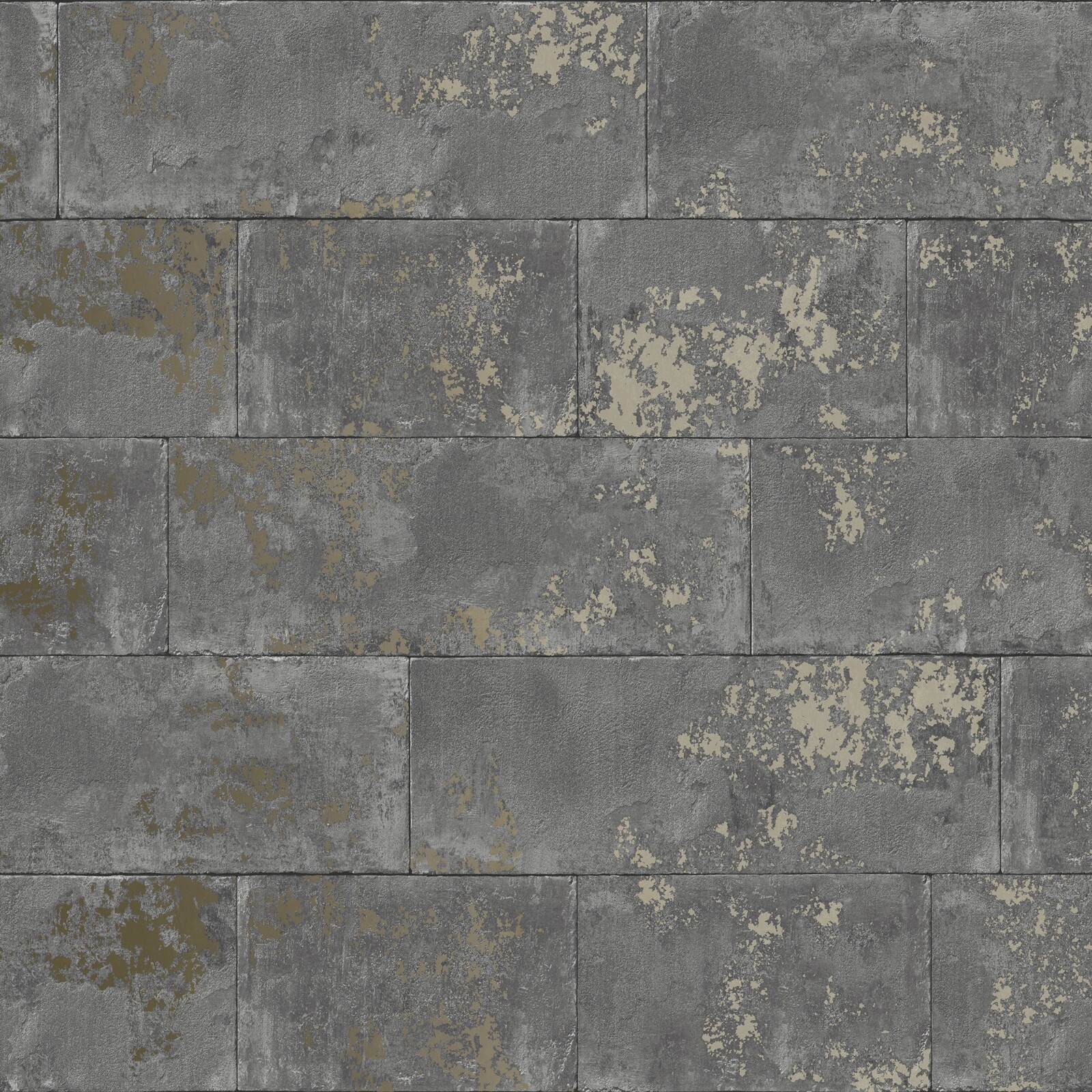 Rasch Industrial Concrete Brick Wall Charcoal Distressed Metallic Wallpaper