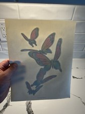 Original Vintage Butterfly Glitter Iron On Transfer Solar Trans Rainbow Color