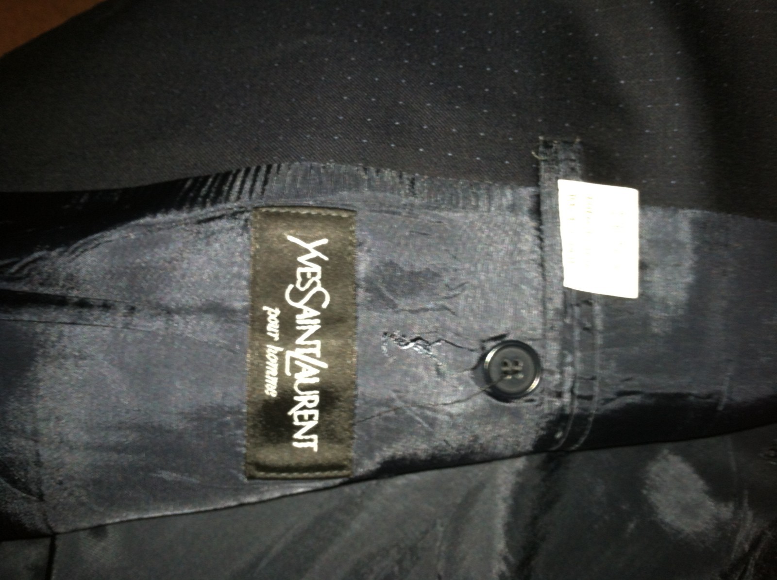 Vintage Yves Saint Laurent Suit Mens 46R Navy Pinstripe/Dots 3 Button 100% Wool  thumbnail 6