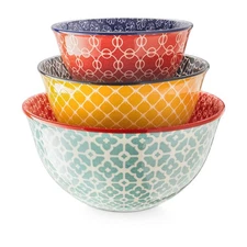 DOWAN 3 Set Ceramic Mixing Bowls - Serving, Baking, Prepping, Microwave Safe