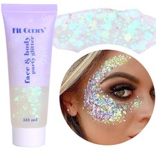 White chunky face and body glitter gel for festival rave Halloween 50ml