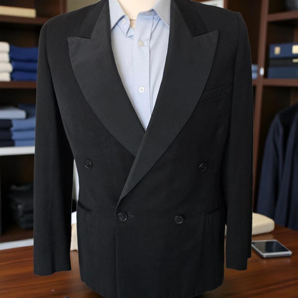 Esmoquin de doble pecho 38r años 40 solapa pico hecho en Inglaterra Burton a medida Foto 3 de 4