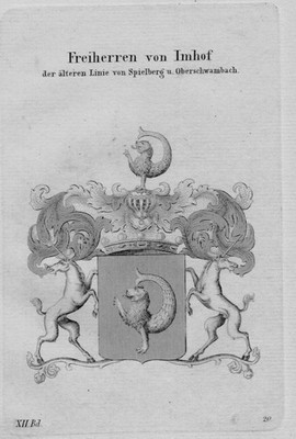 1820 - Imhof Wappen coat of arms heraldry Heraldik Kupferstich