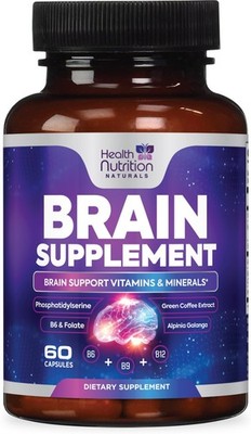 Brain Memory Supplement - 3X Strength Nootropics for 60 Count (Pack of 1)
