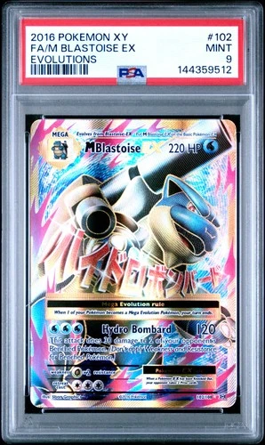 2016 POKEMON XY EVOLUTIONS #102 FULL ART/M BLASTOISE EX PSA 9