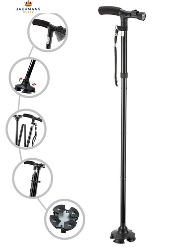 Folding Cane with Led Light, Adjustable Canes and Walking Sticks for Black